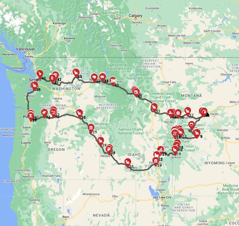 Map for Billings Roundtrip - including Yellowstone Uncover Natures Wonders and Historic Treasures